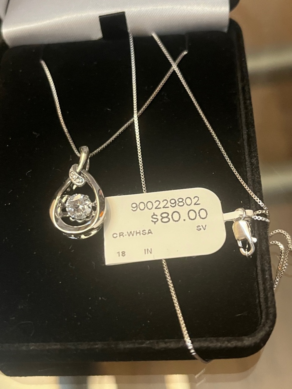 Kay Jewelers Silver Teardrop Necklace with Clear Crystal